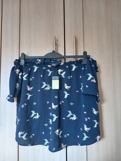 Ladies Navy Bardot Blouse