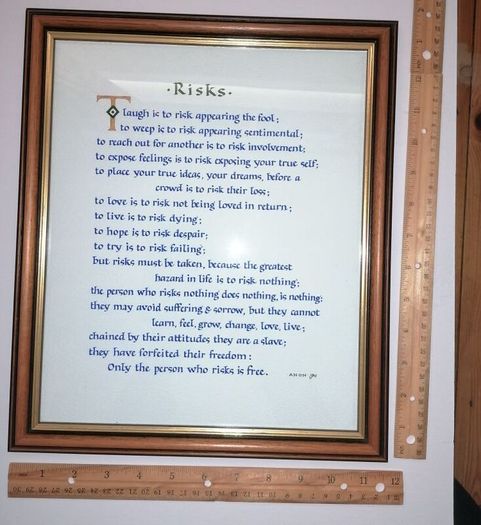 Risks Poem Framed