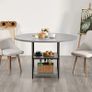 Round Dining Table, 47 inch Wood Table for 4-6 Person, Modern Circle Dinner Furniture, Leisure Tables with Storage Shelf and Metal Legs, for Home Kitchen Living Room, Grey (Only Table) Image 8