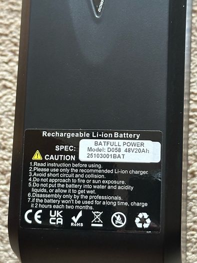 battery for e-bike new 48V 20Ah