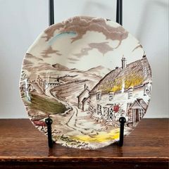 Small Bowl with Village Motif Quiet Day by the English W.H. Grindley, Fine Staffordshire ware