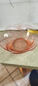 Vintage Heisey Pink Twist Depression Glass Serving Bowl 8 inches.