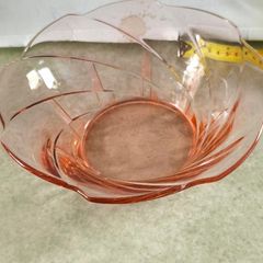 Vintage Heisey Pink Twist Depression Glass Serving Bowl 8 inches.