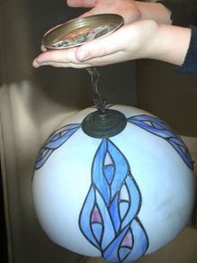 Tiffany style glass ceiling light with brass fixtures