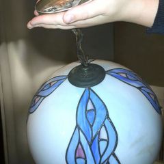 Tiffany style glass ceiling light with brass fixtures
