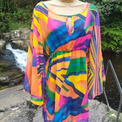 60s 70s style hippie sheer multicolour kaftan top  Postage included