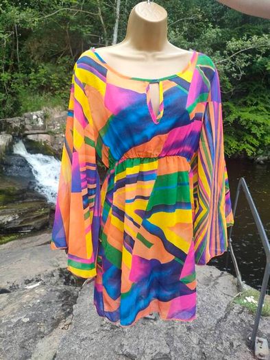 60s 70s style hippie sheer multicolour kaftan top  Postage included