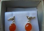 Sterling silver,Carnelian Earrings, New,Stud earrings