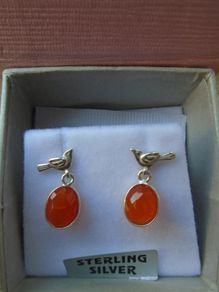 Sterling silver,Carnelian Earrings, New,Stud earrings