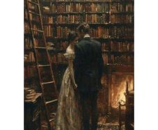 Romantic bookshelf poster