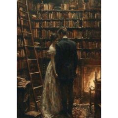 Romantic bookshelf poster
