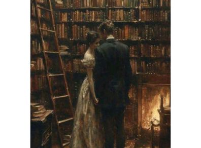 Romantic bookshelf poster