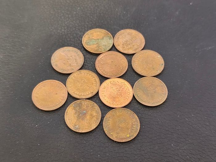 1/2 New Penny Coins Job Lot x11 Great Britain UK Circulated Queen Elizabeth