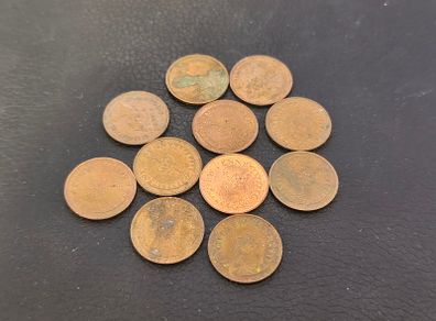 1/2 New Penny Coins Job Lot x11 Great Britain UK Circulated Queen Elizabeth