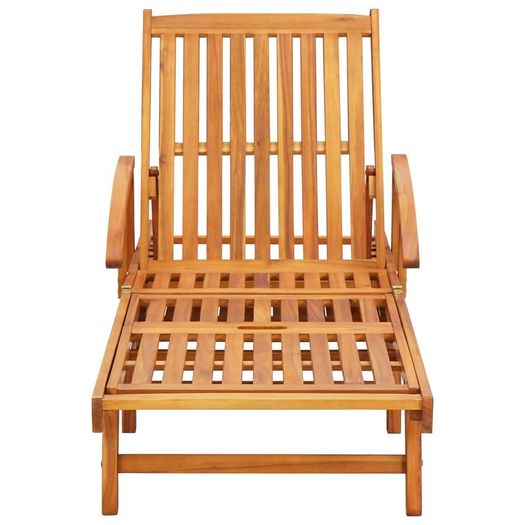 2 Piece Sunlounger Set with Table Solid Acacia Wood