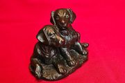 Heredities Figurine Labrador Puppies  by Pauline Parsons Cold Cast Bronzed Resin Collectable