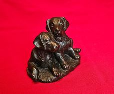 Heredities Figurine Labrador Puppies  by Pauline Parsons Cold Cast Bronzed Resin Collectable