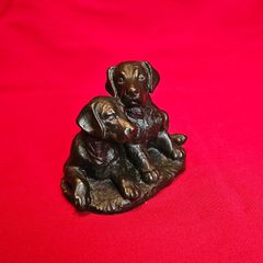 Heredities Figurine Labrador Puppies  by Pauline Parsons Cold Cast Bronzed Resin Collectable
