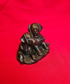 Heredities Figurine Labrador Puppies  by Pauline Parsons Cold Cast Bronzed Resin Collectable
