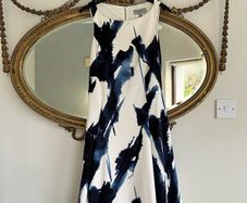 Coast White Blue Printed Summer Dress UK 10