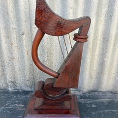 Vintage in the manner of internment Longkesh, Maze, H Block woodcraft Harp c1970