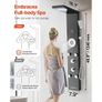 Shower Panel Tower System with Rainfall Shower Head, LED, 53 in Brushed Stainless Steel Shower Column, 6-Function Faucet, Wall-Mount Rain Massage Image 3