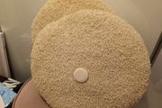 2 x Cream round boucle cushions