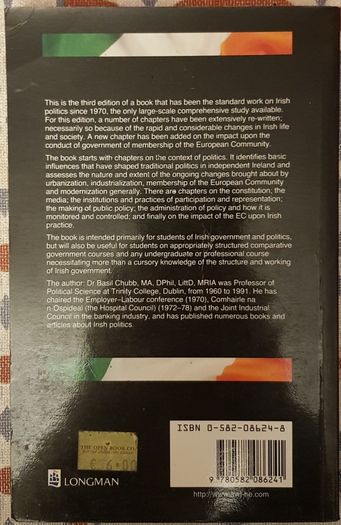 The Government And Politics of Ireland by Basil Chubb