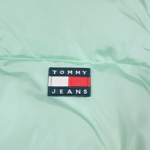 Tommy Jeans Mint Green Seafoam Cropped Convertible Puffer Jacket Size M