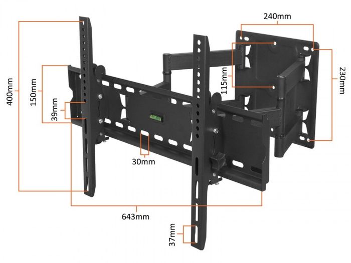 Tv Wall Mount Bracket Tilt Swivel Long Arm 32"-75"