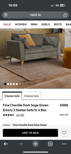 Sage green sofa ideal for small spaces