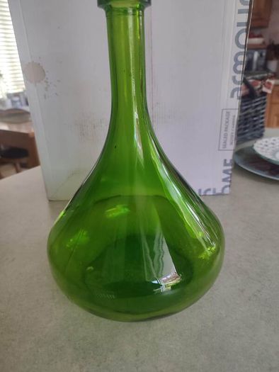 Unique Shaped Green Glass Bottle  Great Condition, No Chips or Crack, Green Wine Bottle,