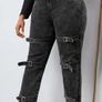 High Waist Buckle Strap Detail Jeans Image 2