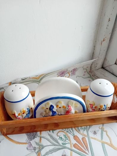 1960s porcelain condiment set