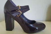 Purple Block Heel Shoes Size 4 Plus FREE Matching Shoulder Bag