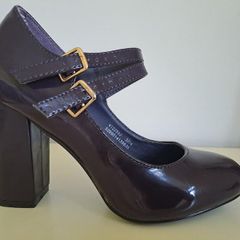 Purple Block Heel Shoes Size 4 Plus FREE Matching Shoulder Bag