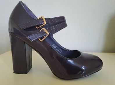 Purple Block Heel Shoes Size 4 Plus FREE Matching Shoulder Bag