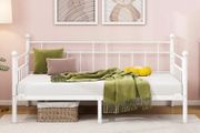 Single Daybed Frame 3ft Sofa Bed Steel Slats Platform Bed Frame 90x190 cm Children Bed For Living Room Guest Room,White