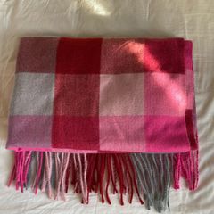Gorgeous Pink/Red Checked Oversized Scarf Wrap Shawl Pashmina