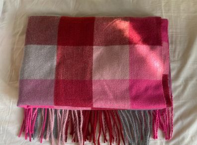 Gorgeous Pink/Red Checked Oversized Scarf Wrap Shawl Pashmina
