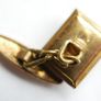 Vintage Trefoil Cufflinks: Reverse Carved Lucite, Gilded Copper Image 6