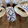 Eight Porcelain Vintage Napkin Holders Blue White Image 5