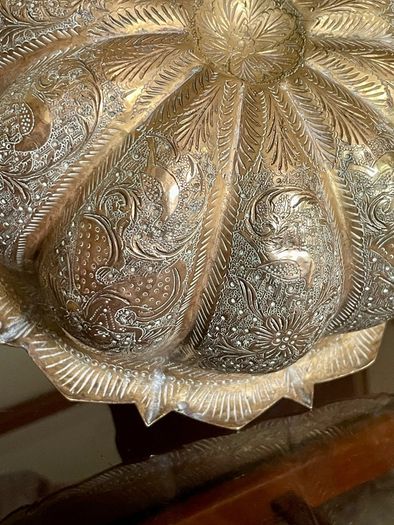 Antique Indian brass Planter Pumpkin Lotus Shape
