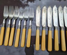 Antique Silver Sheffield Fish Cutlery Set