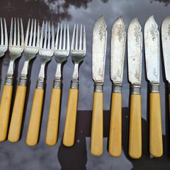 Antique Silver Sheffield Fish Cutlery Set