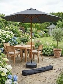 Diameter 3m Solid hardwood Garden Parasol with heavy-duty Base