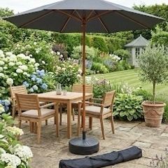 Diameter 3m Solid hardwood Garden Parasol with heavy-duty Base