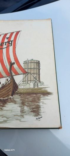Pat liddy ,irish artist, historian,,1988 Carslberg viking ship Dublin port advertising  art picture,,see picture for condition ,sold as seen .
