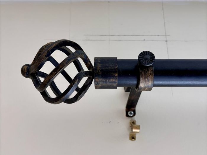 Black / Brass Cage Eyelet Curtain Pole