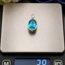 925 Vintage Sterling Silver Blue Crystal Pendant Image 10